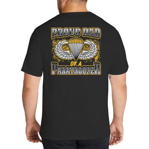 Proud Dad Of a Airborne Division Paratrooper Big And Tall Men's T-Shirt Back Print - Father's Day Fun