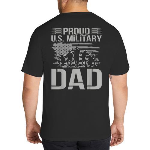 Proud Us Military Dad Father's Day For Dad Grandpa Veteran Big And Tall Men's T-Shirt Back Print - Father's Day Fun