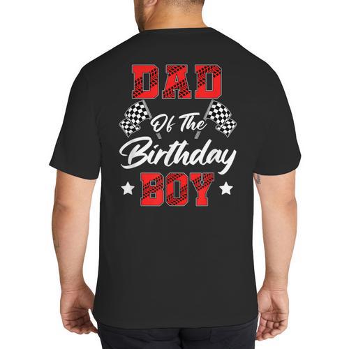 Race Car Dad Of The Birthday Boy Racing Family Pit Crew Big And Tall Men's T-Shirt Back Print - Father's Day Fun
