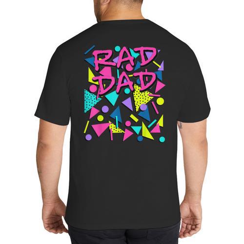 Rad Dad 80s Throwback Big And Tall Men's T-Shirt Back Print - Father's Day Fun