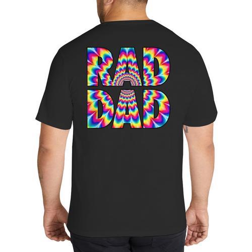 Rad Dad Trippy Hippie Tie-Dye Rainbow 70s Vibes Novelty Big And Tall Men's T-Shirt Back Print - Father's Day Fun