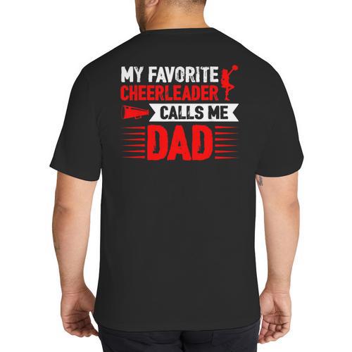 Red Cheer Dad Family Father Cheerleader Squad Big And Tall Men's T-Shirt Back Print - Father's Day Fun