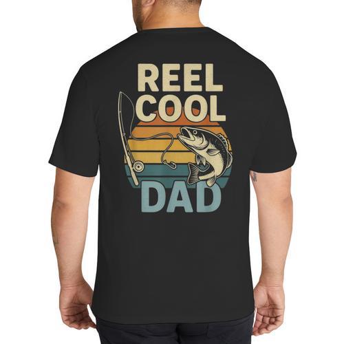Reel Cool Dad Fathers Day Fishing Outdoors Big And Tall Men's T-Shirt Back Print - Father's Day Fun