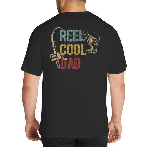 Reel Cool Dad Fishing Shirt Father's Day Fisherman Big And Tall Men's T-Shirt Back Print - Father's Day Fun