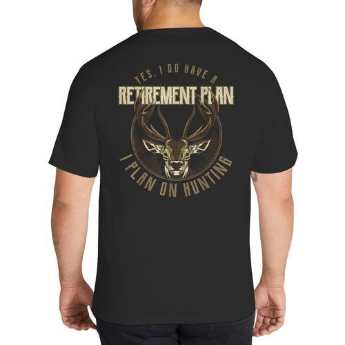 Retirement Grandpa Hunting Deer Elk Retired Hunter Dad Big And Tall Men's T-Shirt Back Print - Father's Day Fun