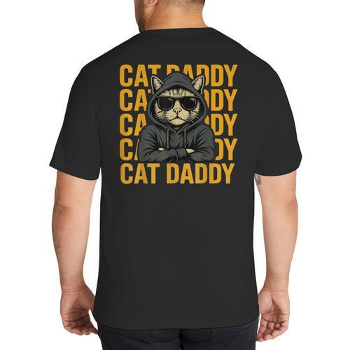Retro Cat Daddy Style Animal For Men Women Kid Boy Girl Big And Tall Men's T-Shirt Back Print - Father's Day Fun