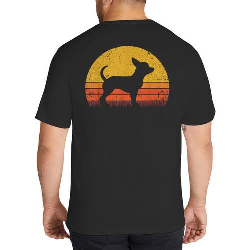 Retro Chihuahua Men Women Dog Mom Dad Chihuahua Big And Tall Men's T-Shirt Back Print - Father's Day Fun