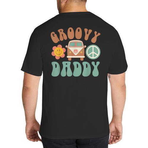 Retro Groovy Daddy Matching Family Birthday Party Big And Tall Men's T-Shirt Back Print - Father's Day Fun