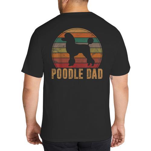 Retro Poodle Dad Dog Owner Pet Poodle Father Big And Tall Men's T-Shirt Back Print - Father's Day Fun