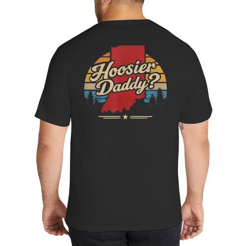 Retro Vintage US States Hoosier Daddy State Outline Desig Big And Tall Men's T-Shirt Back Print - Father's Day Fun