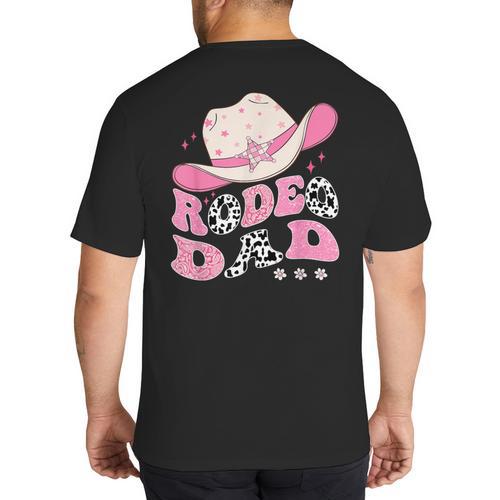 Rodeo Dad Pink Cowgirl 1St Birthday Family Matching Big And Tall Men's T-Shirt Back Print - Father's Day Fun