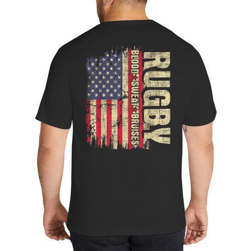 Rugby Blood Sweat Bruises Rugby Player Coach Dad Mom Big And Tall Men's T-Shirt Back Print - Father's Day Fun