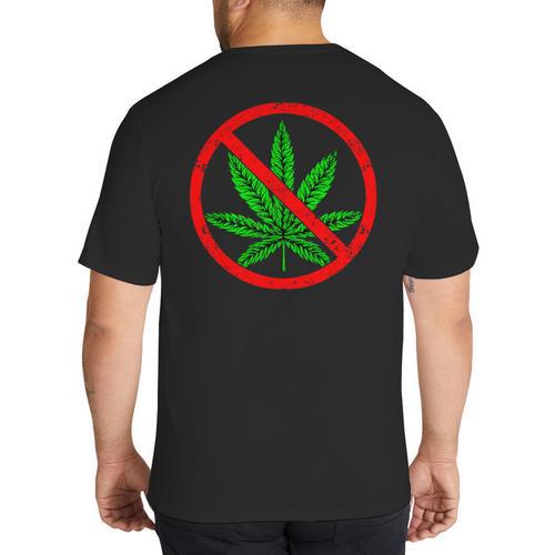 Say No Cannabis Anti-Marijuana Retro Weed Parent Dad Mom Big And Tall Men's T-Shirt Back Print - Father's Day Fun