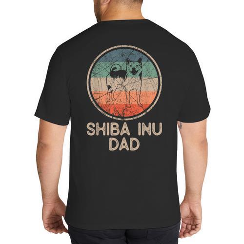 Shiba Inu Dog Vintage Shiba Inu Dad Men Women Big And Tall Men's T-Shirt Back Print - Father's Day Fun