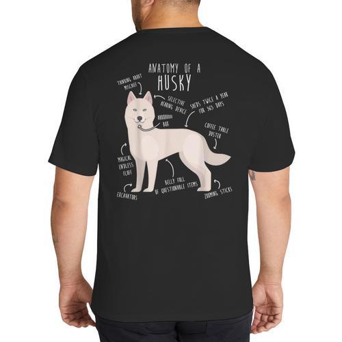 Siberian Husky Dog Anatomy Pet Mom Cute Dog Dad Men Women Kids Big And Tall Men's T-Shirt Back Print - Father's Day Fun