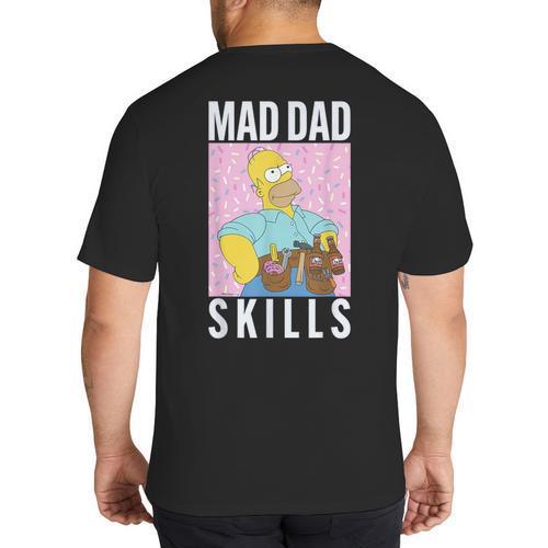 The Simpsons Father's Day Mad Dad Skills Homer Poster Big And Tall Men's T-Shirt Back Print - Father's Day Fun