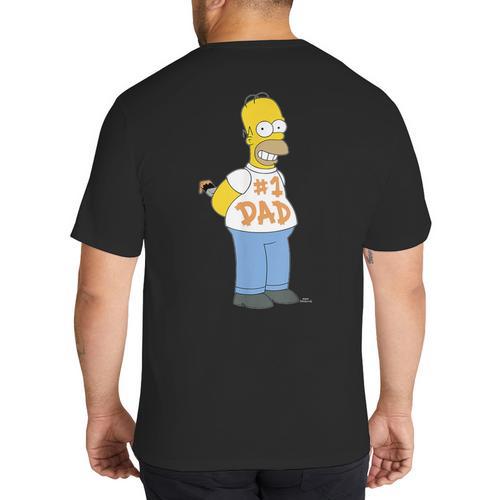 The Simpsons Homer Number 1 Dad Father's Day V2 Big And Tall Men's T-Shirt Back Print - Father's Day Fun