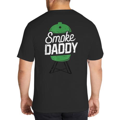 Smoke Daddy Green Egg Pitmaster Dad Tshirt BBQ Grill Big And Tall Men's T-Shirt Back Print - Father's Day Fun
