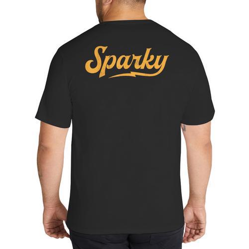 Sparky Electrician Lineman Dad Retro Vintage Novelty Big And Tall Men's T-Shirt Back Print - Father's Day Fun