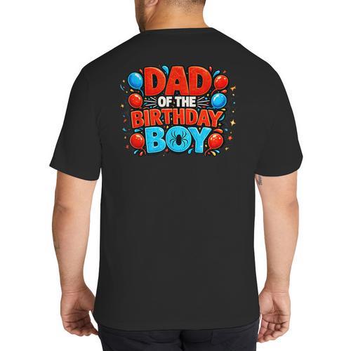 Spider Birthday Party Dad Of The Birthday Boys Spider Webs Big And Tall Men's T-Shirt Back Print - Father's Day Fun