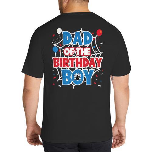 Spider Web Dad Of The Birthday Boy Big And Tall Men's T-Shirt Back Print - Father's Day Fun