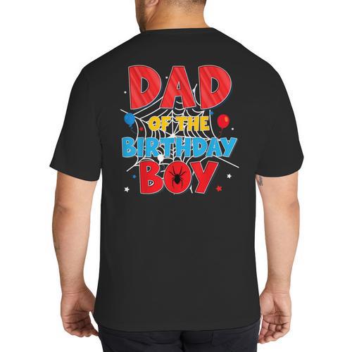 Spider Web Family Matching Dad Of The Birthday Boy Big And Tall Men's T-Shirt Back Print - Father's Day Fun