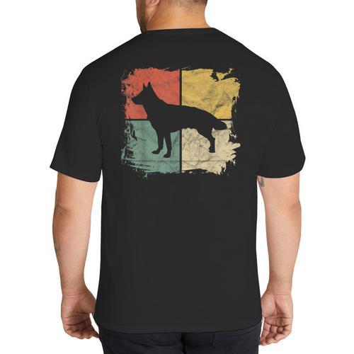 Square Retro German Shepherd Owner Dog Shepard Dad Mom Big And Tall Men's T-Shirt Back Print - Father's Day Fun