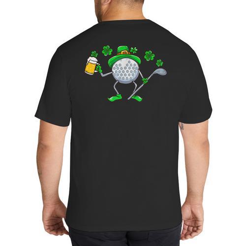 St Patricks Day Golf Golfing Irish Golfer Beer Humor Men Dad Big And Tall Men's T-Shirt Back Print - Father's Day Fun
