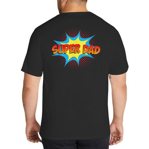 Super Dad Family Matching Superhero Comics Set Fathers Day Big And Tall Men's T-Shirt Back Print - Father's Day Fun
