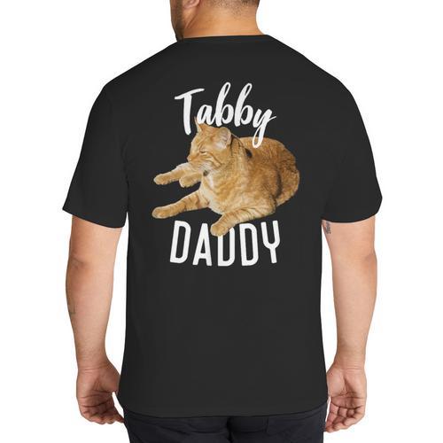 Tabby Daddy Cat Lover Saying Graphic Big And Tall Men's T-Shirt Back Print - Father's Day Fun