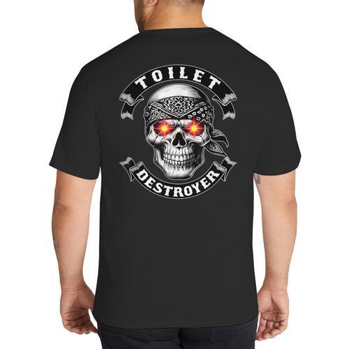 Toilet Destroyer Poop Jokes Dad Humor Poop Diarrhea Big And Tall Men's T-Shirt Back Print - Father's Day Fun