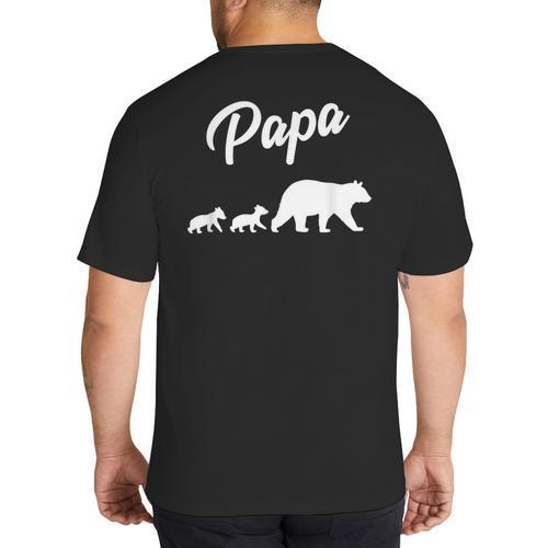 Twin Dad Papa Bear Two Cubs 2 Kids Big And Tall Men's T-Shirt Back Print - Father's Day Fun