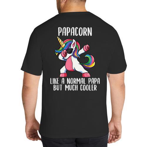 Unicorn Dad Girl Birthday Party Clothing Papacorn Big And Tall Men's T-Shirt Back Print - Father's Day Fun