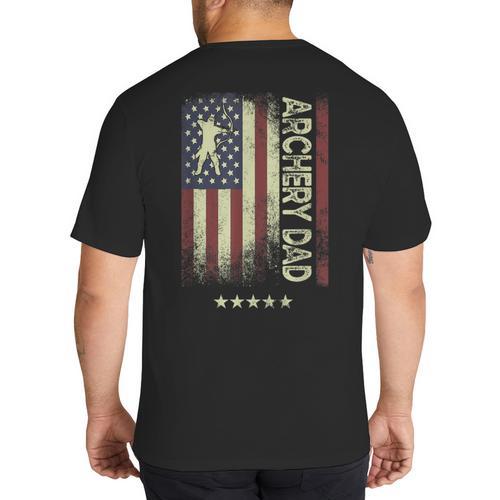 USA American Flag Archery Dad Big And Tall Men's T-Shirt Back Print - Father's Day Fun