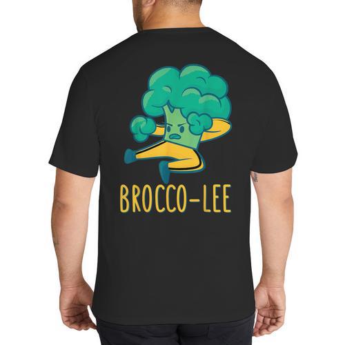 Vegetable Word Game Dad Joke Brocco-Lee Broccoli Big And Tall Men's T-Shirt Back Print - Father's Day Fun
