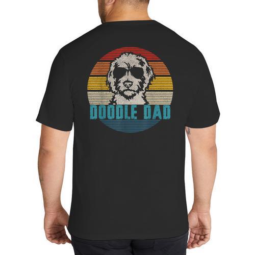 Vintage Best Doodle Dad Ever Father's Day Golden Doodle Big And Tall Men's T-Shirt Back Print - Father's Day Fun