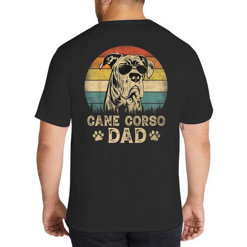 Vintage Cane Corso Dad Dog Lovers Father's Day Tee Big And Tall Men's T-Shirt Back Print - Father's Day Fun