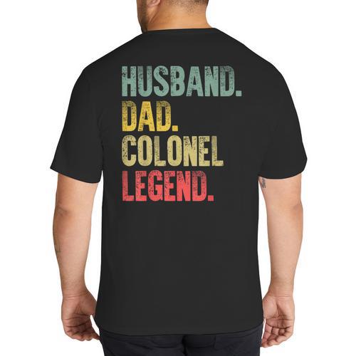 Vintage Husband Dad Colonel Legend Retro T-Shirt Big And Tall Men's T-Shirt Back Print - Father's Day Fun