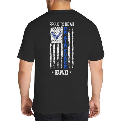 Vintage USA Flag Proud To Be An US Air Force Dad Big And Tall Men's T-Shirt Back Print - Father's Day Fun