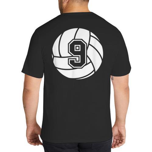 Volleyball Player 9 Volleyball Mom Dad Jersey Number 9 Big And Tall Men's T-Shirt Back Print - Father's Day Fun