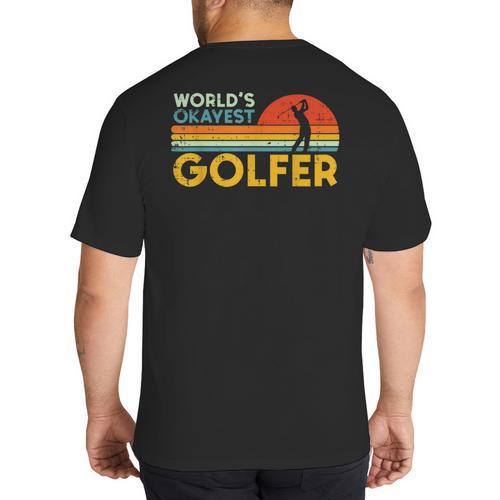 Worlds Okayest Golfer Retro Golf Joke Dad Men Women Kids Big And Tall Men's T-Shirt Back Print - Father's Day Fun