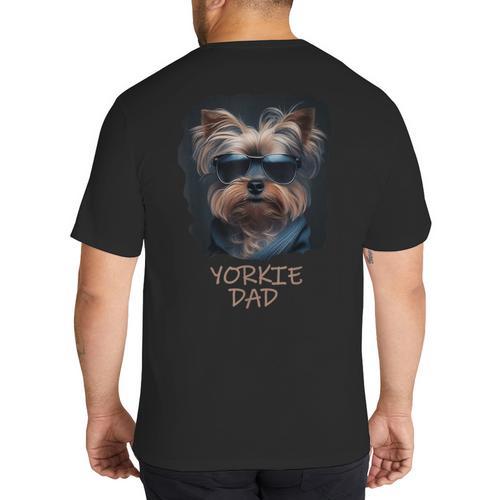 Yorkie Dad Cute Cool Dog In Sunglasses C Big And Tall Men's T-Shirt Back Print - Father's Day Fun