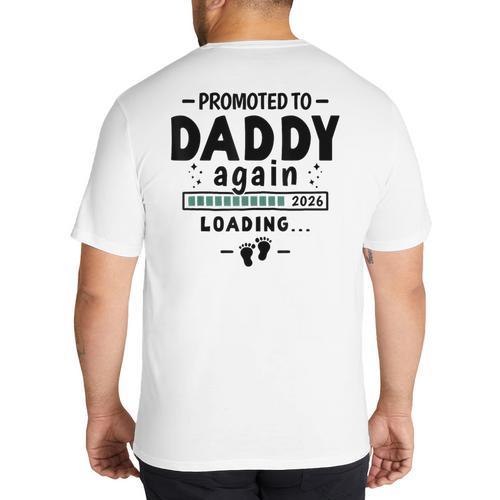 2nd Baby Announcement For Dad Promoted To Daddy Again 2026 Big And Tall Men's T-Shirt Back Print - Father's Day Fun