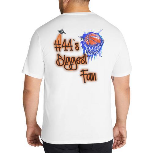 44 Biggest Fan Of Basketball Player Number 44 Dad Mom Big And Tall Men's T-Shirt Back Print - Father's Day Fun