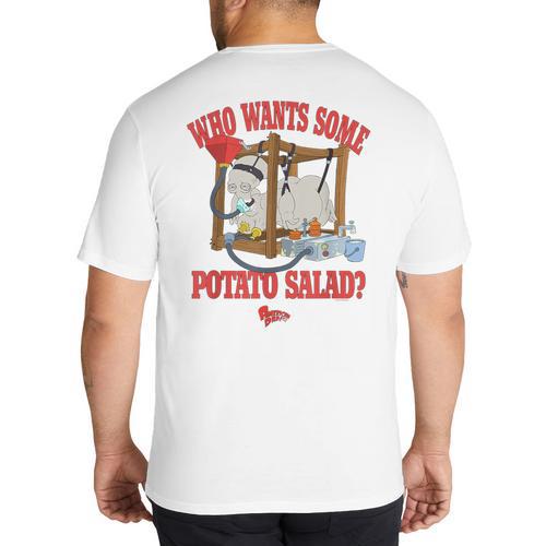 American Dad Who Wants Some Potato Salad Roger Cartoon Big And Tall Men's T-Shirt Back Print - Father's Day Fun