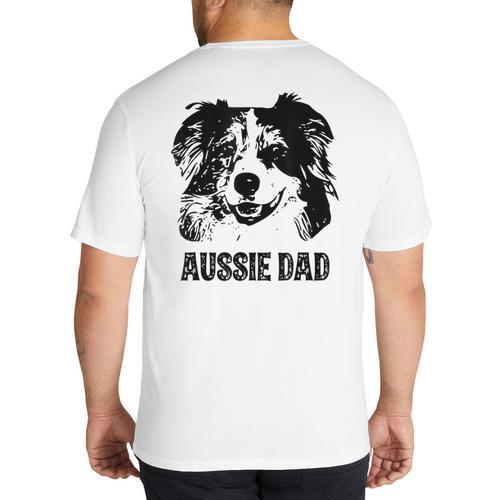 Aussie Dad Australian Shepherd Dog Dad For Men Big And Tall Men's T-Shirt Back Print - Father's Day Fun