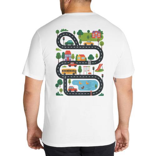 On Back Tired Dads Club Car Race Track On Dad Daddy Big And Tall Men's T-Shirt Back Print - Father's Day Fun