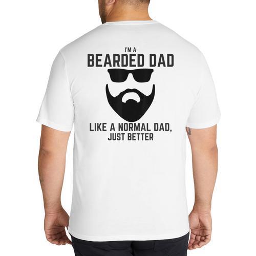 Bearded Dad Beard Humor Superhero Big And Tall Men's T-Shirt Back Print - Father's Day Fun