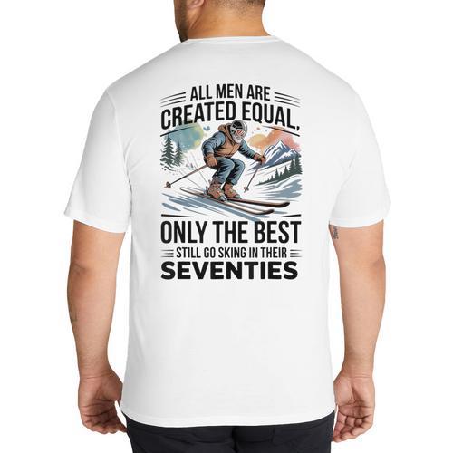 Only The Best Still Go Skiing In Their Seventies Men Dad Big And Tall Men's T-Shirt Back Print - Father's Day Fun