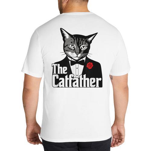 The Cat Father Cool Cat Dad Cat Lovers Big And Tall Men's T-Shirt Back Print - Father's Day Fun
